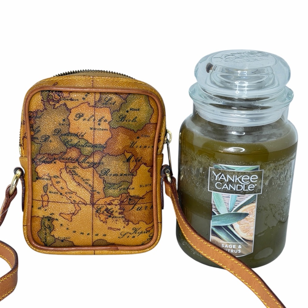 Alviero Martini 1A Classe Italy Leather Geo World Map Crossbody Zip Mini Bag - Picture 14 of 15